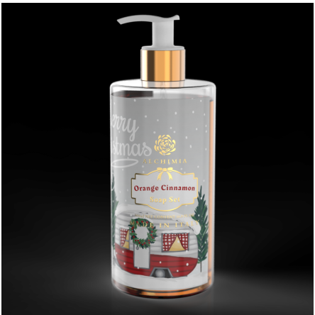 Sapone Liquido Xmas alla Cannella Arancio Roulotte di neve da 500 ml.