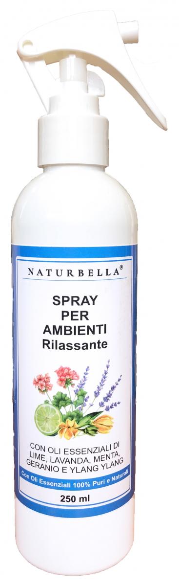 Spray Ambienti Rilassante Naturbella con Oli Essenziali Alcool 75% 250 ml.