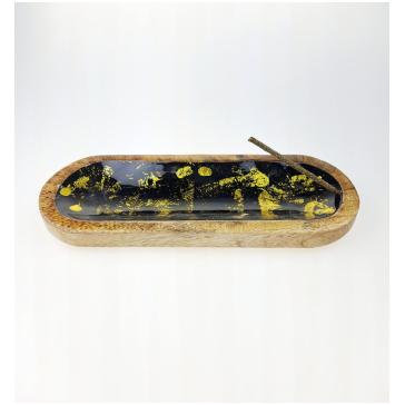 Barchetta anticenere 28x10 in faggio nero e oro Barchetta anticenere 28x10 in faggio nero e oro