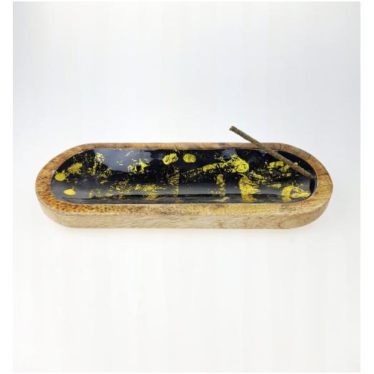 Barchetta anticenere 28x10 in faggio nero e oro Barchetta anticenere 28x10 in faggio nero e oro