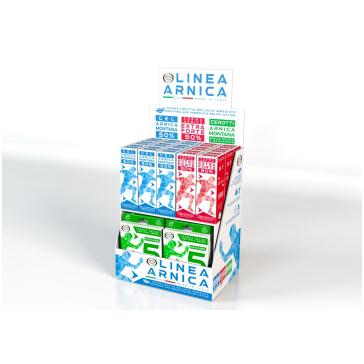 Espositore da banco con 9 gel + 6 crema + 20 scatole di cerotti Espositore da banco con 9 gel + 6 crema + 20 scatole di cerotti