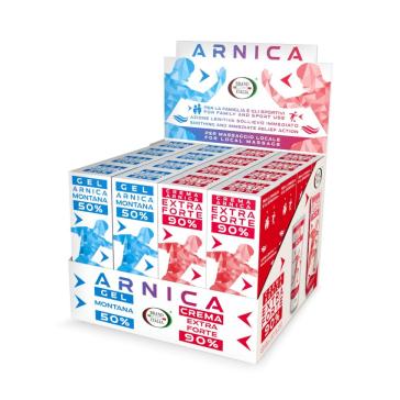 Espositore da banco con 8 gel + 8 creme all’arnica Espositore da banco con 8 gel + 8 creme all’arnica