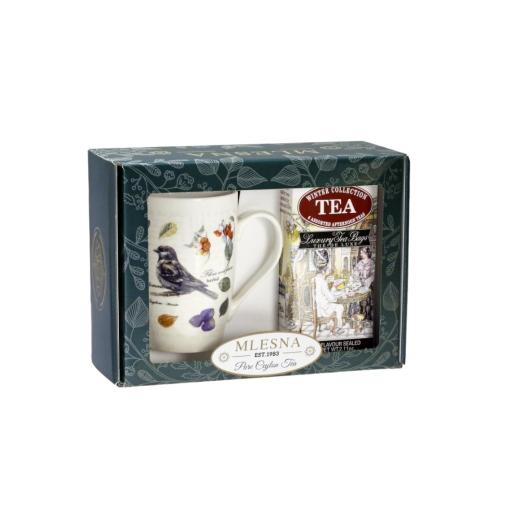 Scatola da regalo con Mug Passero da 450 ml e scatola da 30 filtri di thè assortiti. Scatola da regalo con Mug Passero da 450 ml e scatola da 30 filtri di thè assortiti.