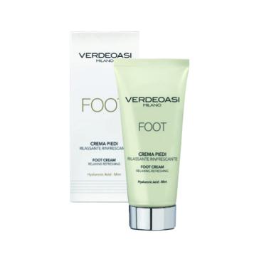 Crema Piedi Rilassante Rinfrescante Verdeoasi con Jaluronico e Menta 100 ml.