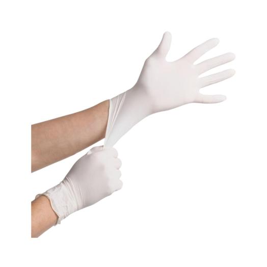 Blister da 10 guanti in lattice naturale monouso per alimenti misura unica M-L