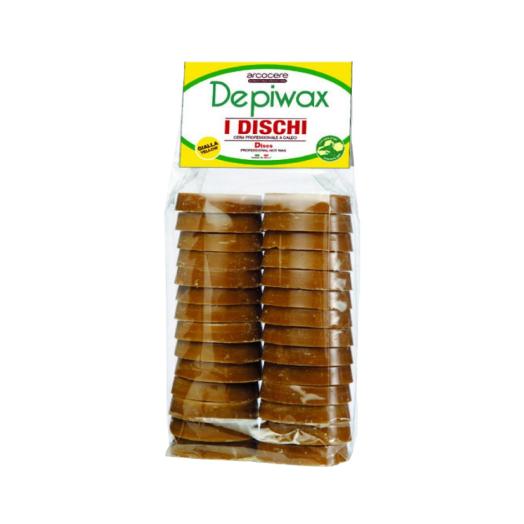 Cera a Caldo Gialla senza strisce a Dischi Depiwax VELOUR sacchetto da 1000 ml Cera a Caldo Gialla senza strisce a Dischi Depiwax VELOUR sacchetto da 1000 ml