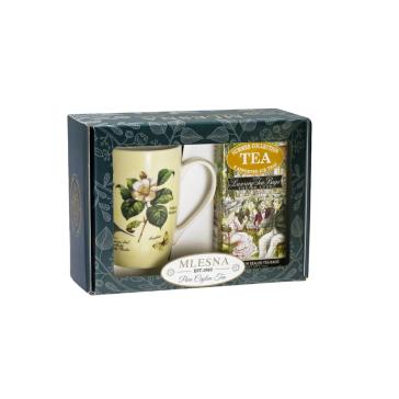 Scatola da regalo con Mug Fiore da 450 ml e scatola da 30 filtri di thè assortiti.