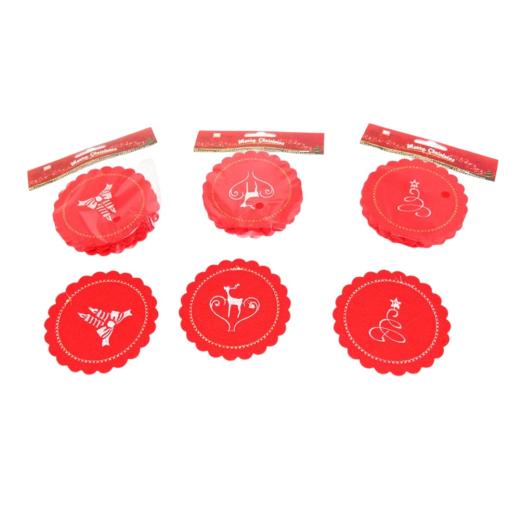 pacco da 24 set ognuno da 6 sottobicchieri in panno leuci decorati in rosso diametro 6 cm