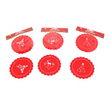 pacco da 24 set ognuno da 6 sottobicchieri in panno leuci decorati in rosso diametro 6 cm pacco da 24 set ognuno da 6 sottobicchieri in panno leuci decorati in rosso diametro 6 cm