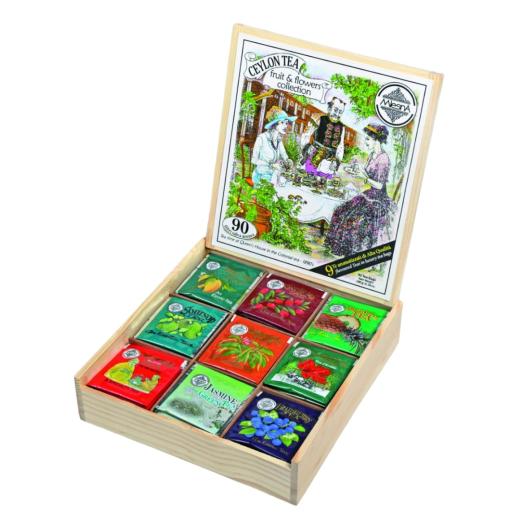 Scatola  di legno da 90 filtri salvaroma  di the 10 x 9 gusti Scatola  di legno da 90 filtri salvaroma  di the 10 x 9 gusti