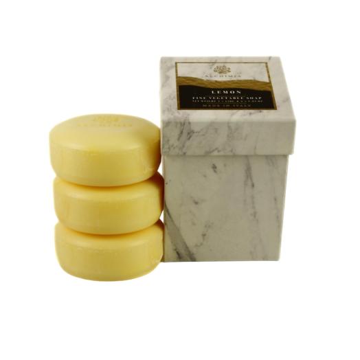 Scatola Cubica linea Marmo al Limone con 3 saponette da 150 gr.