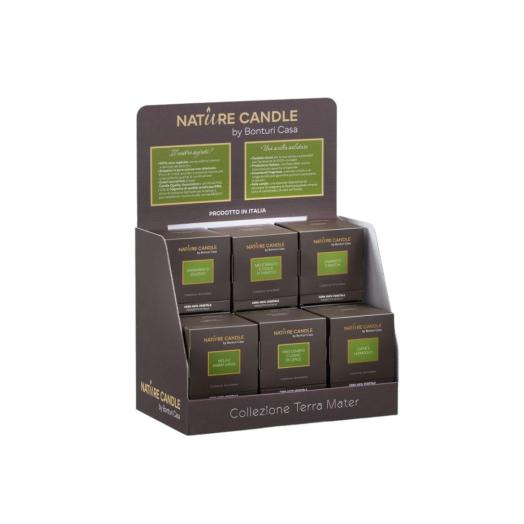 Espositore da banco Terra Mater con 24 Candele da 180 grammi cad