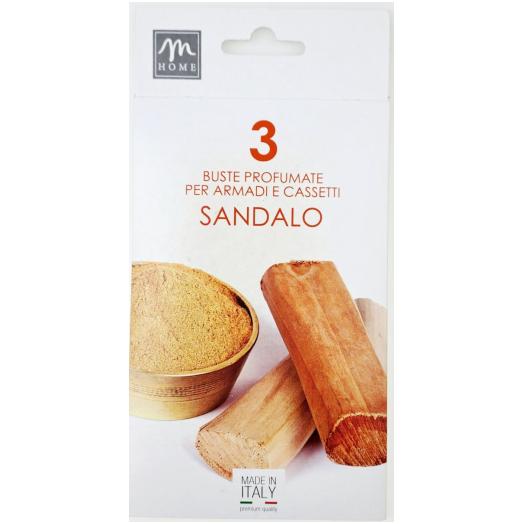 Confezione da cm.20x10 con 3 buste profumatissime per cassetto gusto Sandalo Confezione da cm.20x10 con 3 buste profumatissime per cassetto gusto Sandalo