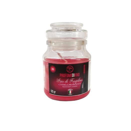 Espositore da 8 Candela al profumo di Vino  in barattolo di vetro Aria di fragolino da gr. 130.  7 cm alta 10 cm. Espositore da 8 Candela al profumo di Vino  in barattolo di vetro Aria di fragolino da gr. 130.  7 cm alta 10 cm.