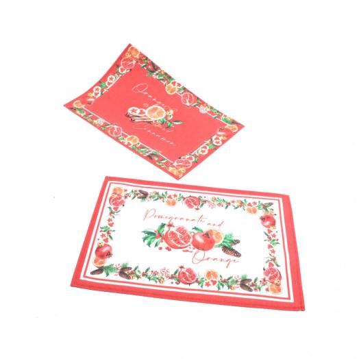 Confezione da 12 tovagliette in tessuto cm. 30 x 45 disegni assortiti Confezione da 12 tovagliette in tessuto cm. 30 x 45 disegni assortiti