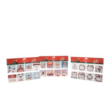 Set da 8 Bigliettini d'Auguri Natalizi Christmas Carol Assortiti  cm. 6 x 6 con cordino