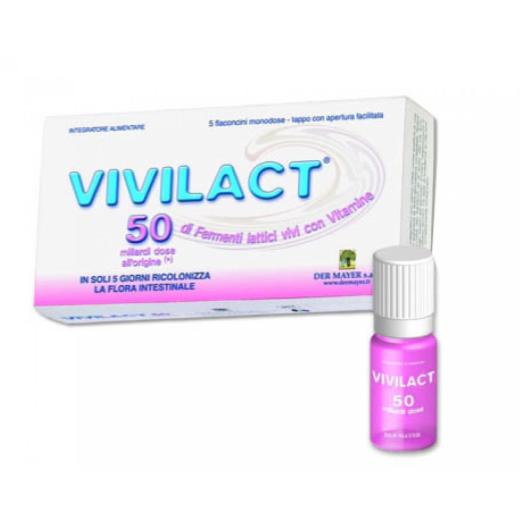 Fiale Vivilact Fermenti lattici Vivi+Vitamine 5 flaconi da 7 ml. Fiale Vivilact Fermenti lattici Vivi+Vitamine 5 flaconi da 7 ml.