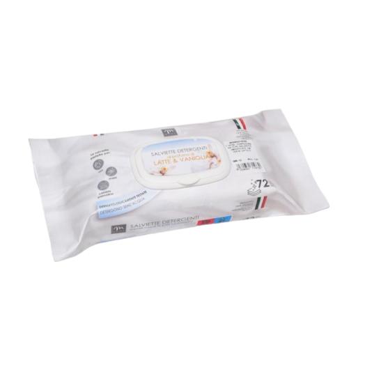 Confezione da 72 Salviette umidificate cm.15x16 Latte e Vaniglia