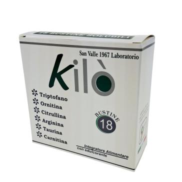 Scatola Kilò da 18 bustine di amminoacidi. Triptofano, ornitina, citrullina, taurina, arginina, carnitina+ B6