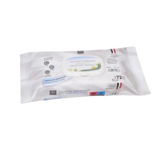 Confezione da 72 Salviette umidificate cm.15x16 Muschio Bianco Confezione da 72 Salviette umidificate cm.15x16 Muschio Bianco