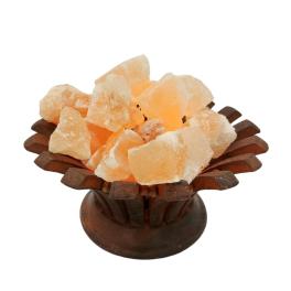 Lampada di Sale "Braciere" con pietre, filo e lampadina alto cm.18 diam.cm.22