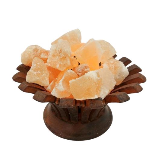 Lampada di Sale "Braciere" con pietre, filo e lampadina alto cm.18 diam.cm.22