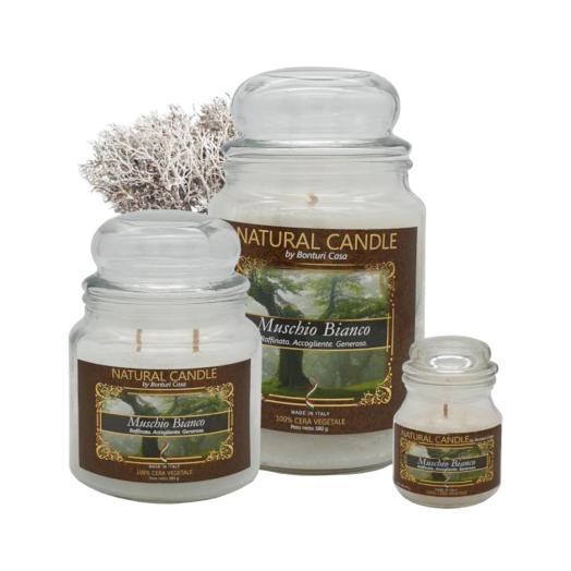 Cartone da 4 Candele Grandi Muschio Bianco da 580 gr cad.