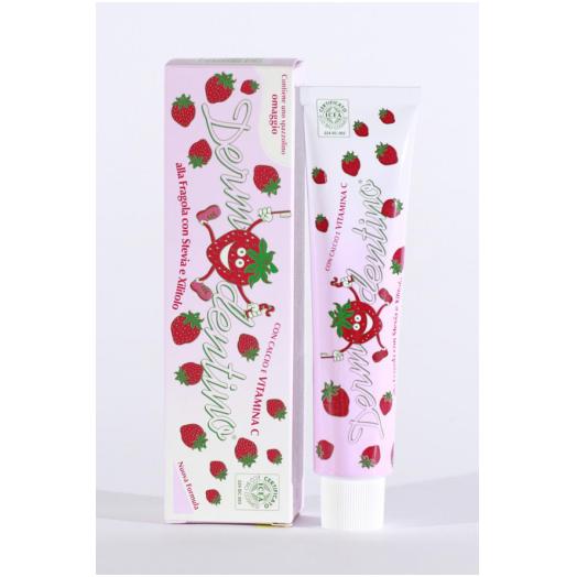 Dentifricio Dermodentino alla Fragola Eco-Bio, spazzolino omaggio tubo da 75 ml.