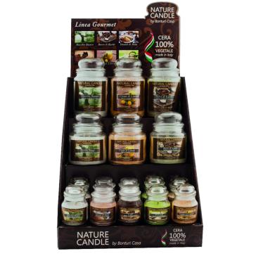 Espositore Gourmet con 22 candele (12 da 90gr+6 da 380gr+4 da 580gr)