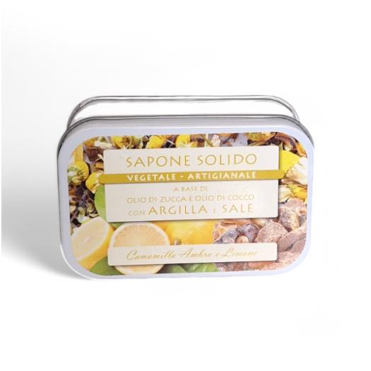 saponetta al sale e argilla 85g CAMOMILLA AMBRA E LIMONE