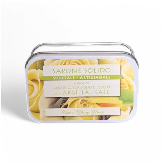 saponetta al sale e argilla 85g ROSA E YLANG YLANG
