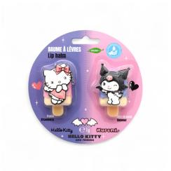 disco SINGOLO da 2 lip balm Vegan( Kuromy al cocco ed Hello Kitty alla fragola) con catenella