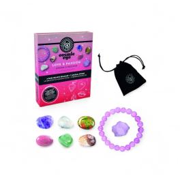 Scatola cm.15x18x4 con braccialetto  + 7 pietre Love Passion san Valentino