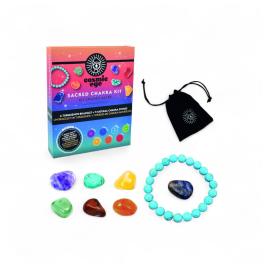 Scatola cm.15x18x4 con braccialetto turchese + 7 pietre dei chackra