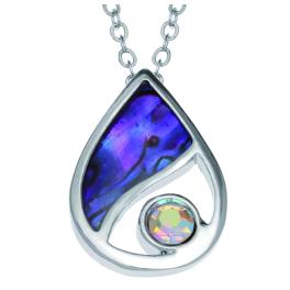 Collana con Goccia Viola Conchiglia di Paua+Cristallo