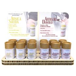 Espositore da Banco con 6 arnica solida + 6 artiglio solidi 50 ml