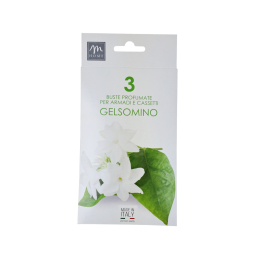 Confezione da cm.20x10 con 3 buste profumatissime per cassetto gusto Gelsomino