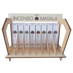 Espositore Legno Completo di 192 Incensi Masala 12x16 Profumazioni
