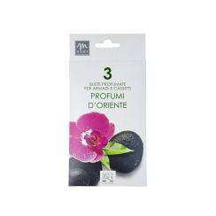 Confezione da cm.20x10 con 3 buste profumatissime per cassetto gusto Profumi d'oriente
