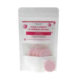 Busta da 5 Tavolette Monodose Shampoo e doccia alla Fragola diam.3 cm.