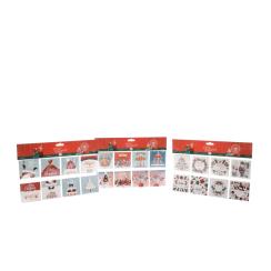 Set da 8 Bigliettini d'Auguri Natalizi Christmas Carol Assortiti  cm. 6 x 6 con cordino