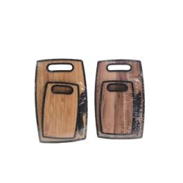 Coppia di Taglieri in Plastica Simillegno più Coltello cm 23x37 e 16x25